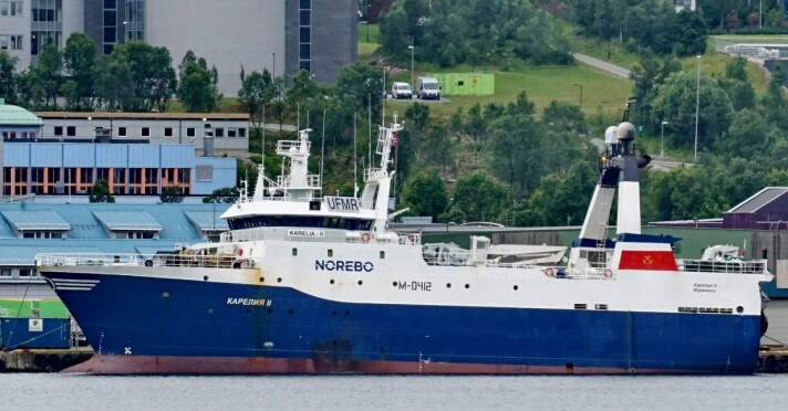 Det russiske fiskeriselskapet Norebo er utestengt fra norske havner og territorialfarvann. Her representert ved båten Karelia II.