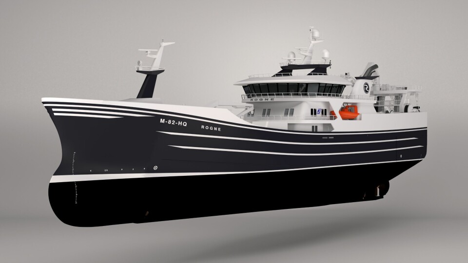 NYBYGG: Nye «Rogne» bygges ved Karstensens Skibsværft i Skagen, og leveres i 2025. (Illustrasjon: Karstensens Skibsværft)