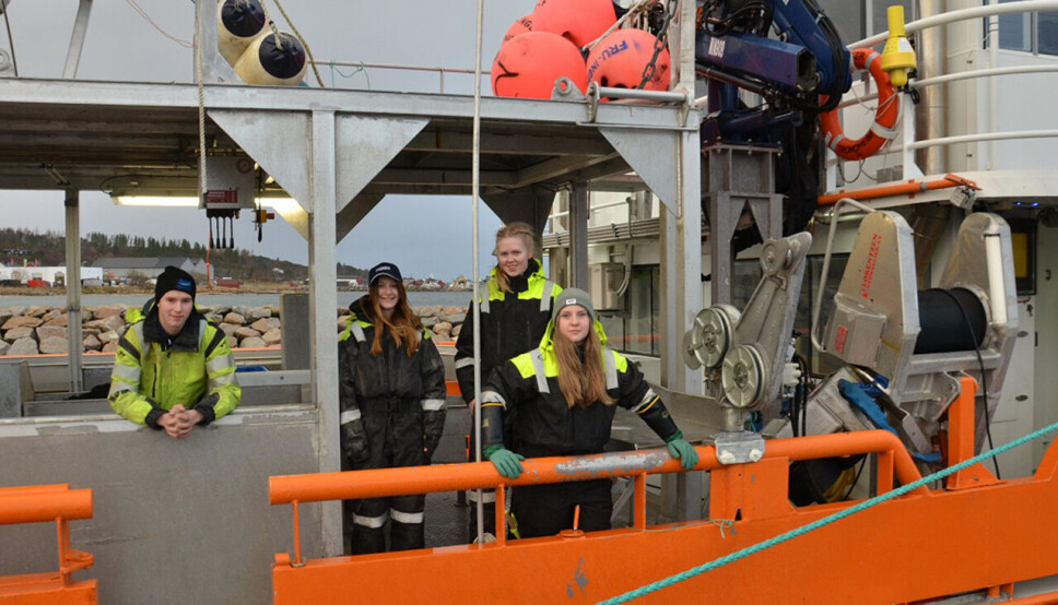 I MÅLGRUPPEN: Elever ved naturbrukslinja på Frøya er alle i målgruppen som kan melde seg på ordningen. Fv Hallvard, Jenny; Mathea og Vilde.