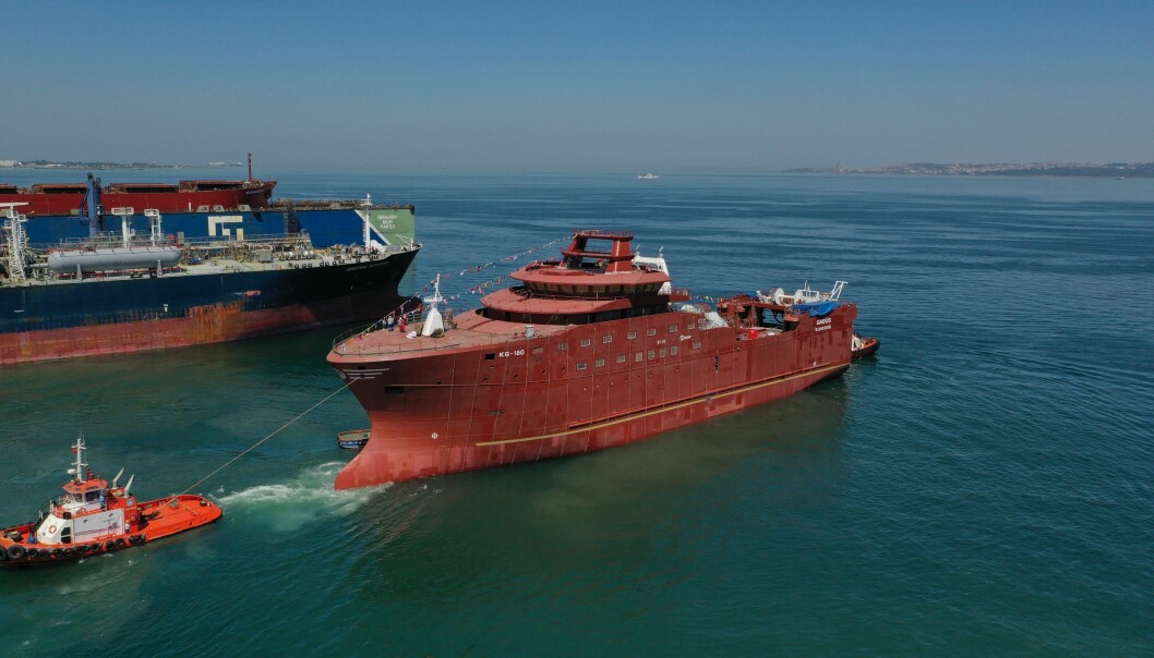 TYRKIA: «Gadus» er sjøsatt ved verftet i Tyrkia.