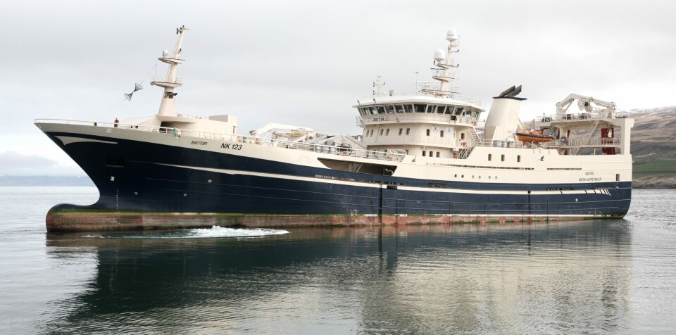 «Andrea L» fikk ikke solgt årets første innmeldte fangst av konsumlodde. Foto Capt. Hilmar Snorrason