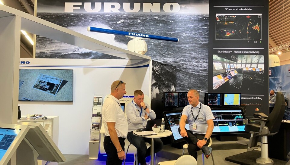 MYE BESØK: Furuno sin stand på årets Nor-Fishing-messe i Trondheim i august. MYE BESØK: Furuno sin stand på årets Nor-Fishing-messe i Trondheim i august.