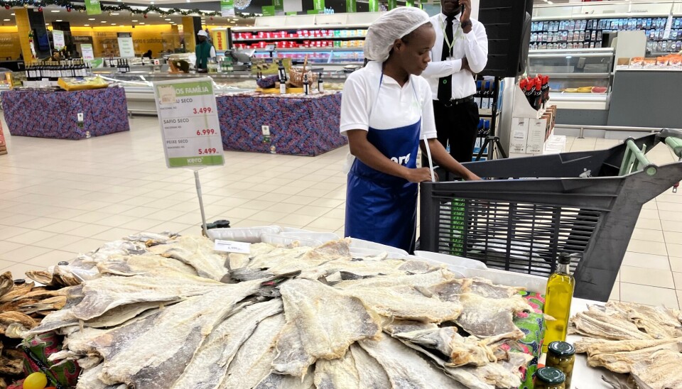 STERKE TALL: – Brasil, Portugal og Den dominikanske republikk var de største markedene for klippfisk i første kvartal, opplyser Norges Sjømatråd. Bilde fra et supermarked i Luanda, Angola.