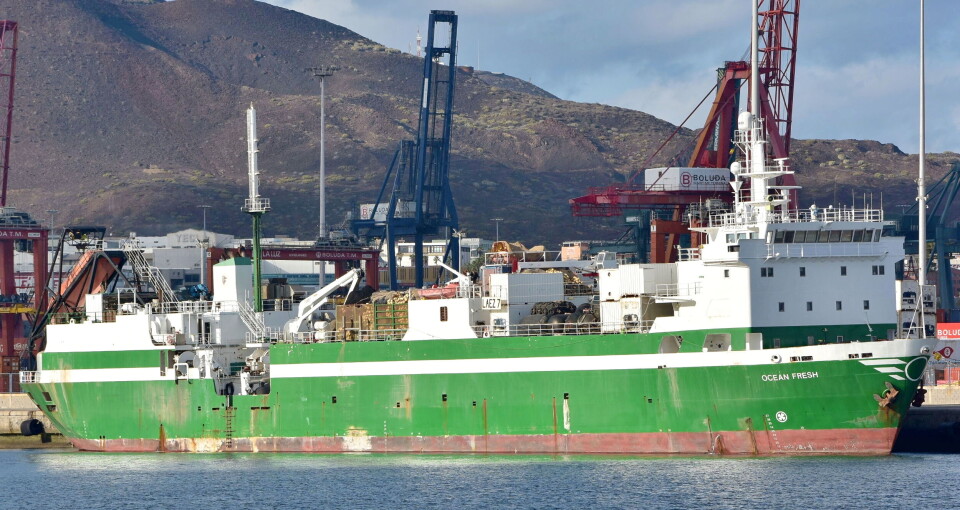 STORT FABRIKKSKIP: 'Ocean Fresh' skal nå operere utenfor Oman. STORT FABRIKKSKIP: 'Ocean Fresh' skal nå operere utenfor Oman.