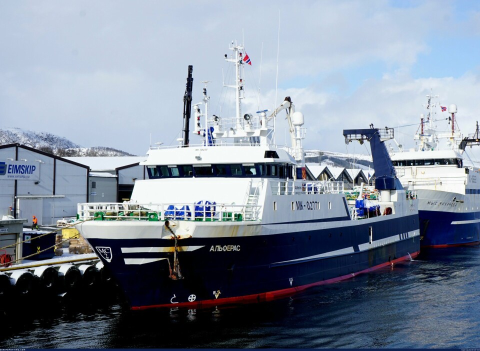 FIKK TRÅLEN I PROPELLEN: Den russiske tråleren 'Alferas' er nå på vei til fiskefeltet vest av Svalbard.