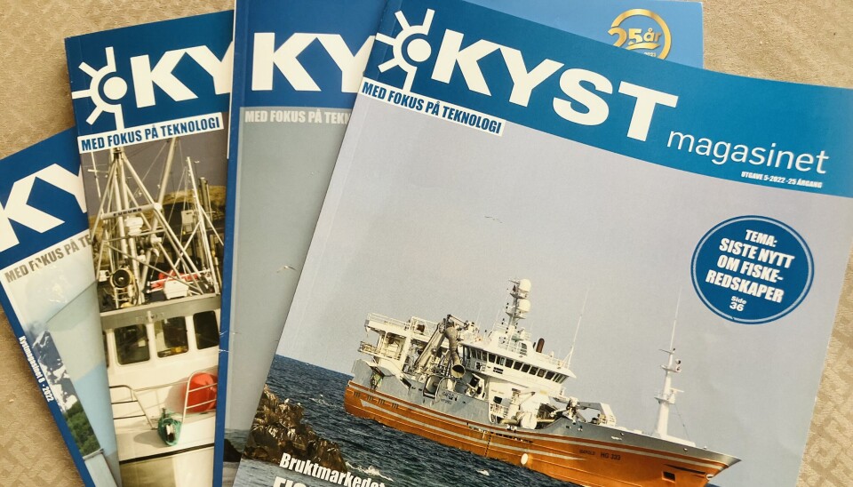INNKLAGET: Kystmagasinet feirer i år sine første 25 år. Det gjøres med et Fiskeridirektorat på krigsstien, samt masse annet stoff om fiskeri og teknologi over 12 ulike papirutgaver, samt på nett.