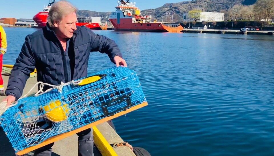 SATSER: – For hver teine jeg mister, taper jeg 20 000 kroner, og teina blir stående og fiske, sa «Sig» Hansen før han kastet teina med bøyen sin på havet i Vågen. Etter de tre innstilte minuttene, kom bøya til overflaten igjen, og teina kunne hales opp. SATSER: – For hver teine jeg mister, taper jeg 20 000 kroner, og teina blir stående og fiske, sa «Sig» Hansen før han kastet teina med bøyen sin på havet i Vågen. Etter de tre innstilte minuttene, kom bøya til overflaten igjen, og teina kunne hales opp.