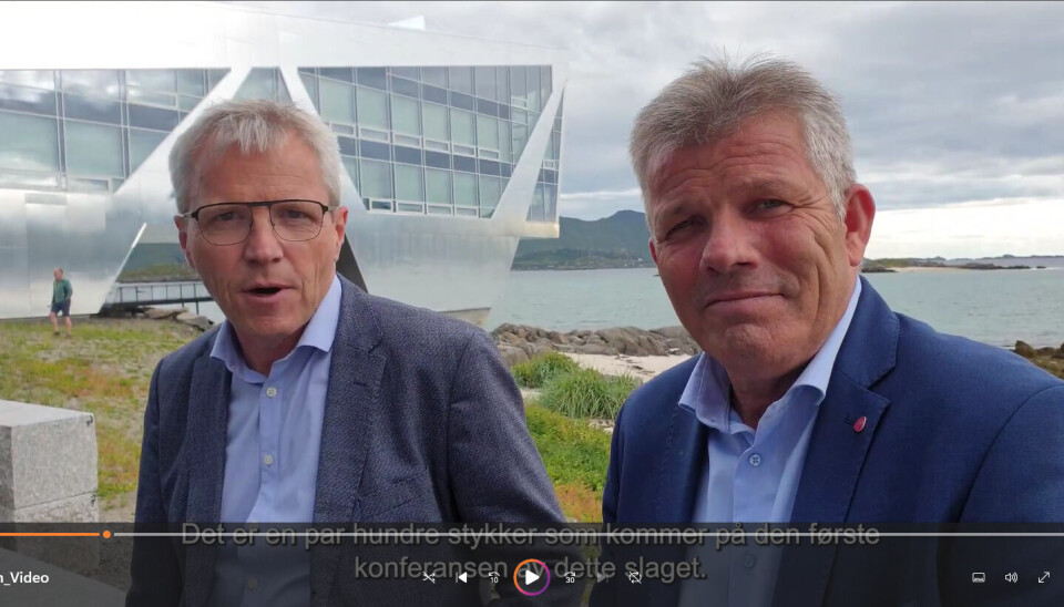 DEBATT: Jim-Roger Nordly (H) og Bjørnar Skjæran (Ap) i debatt på Kystmagasinet TV under Sjømatkonferansen i Lofoten. DEBATT: Jim-Roger Nordly (H) og Bjørnar Skjæran (Ap) i debatt på Kystmagasinet TV under Sjømatkonferansen i Lofoten.