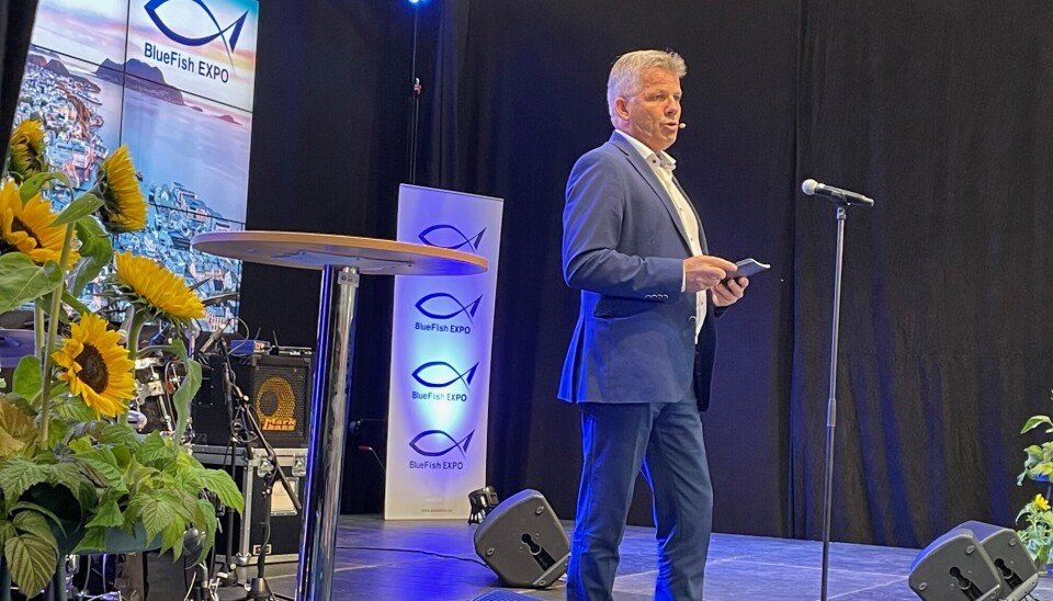 MILLIONER: Fiskeri- og havminister Bjørnar Skjæran ønsker at flere kvinner skal finne veien til fiskerinæringen. Her fotografert under BlueFish Expo 2023 i Ålesund i forrige uke.