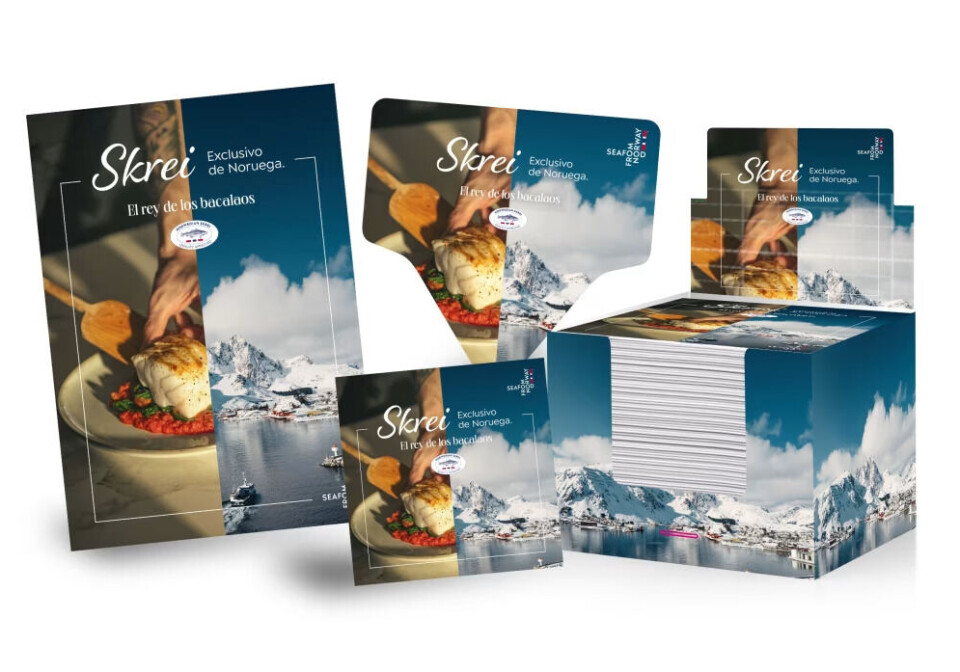 Skrei i spanske spanske supermarkeder: Reklamen som viser skreiens historie og opphav, og frister med lekre oppskrifter blir å se ved fiskedisker over hele landet.