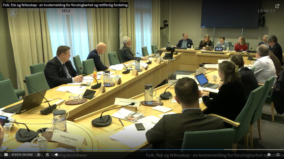Fra kvotemeldingshøringen på Stortinget 29. januar 2024.