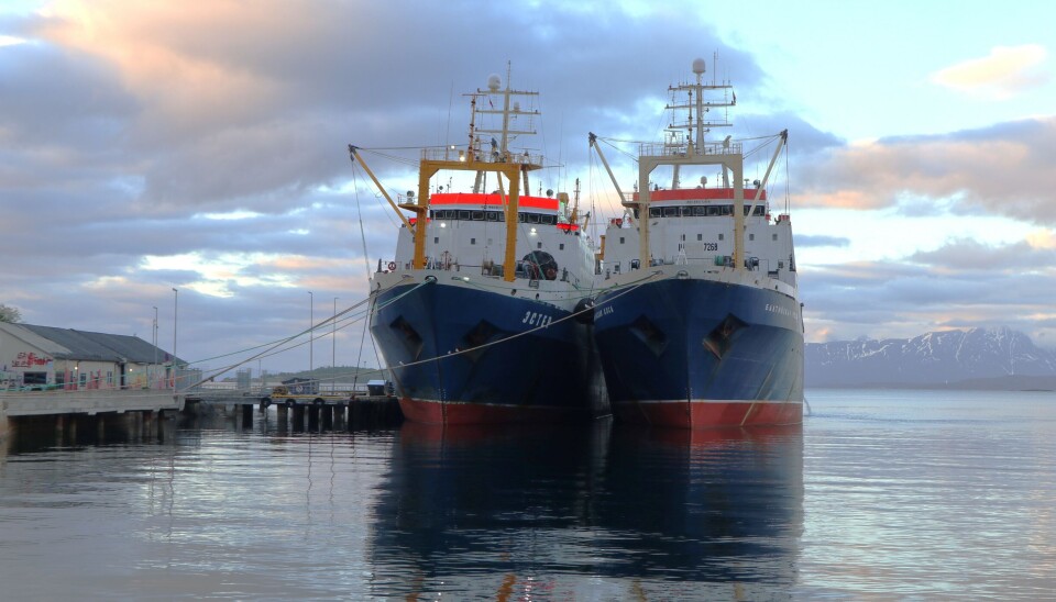 RUSSISKE TRÅLERE ved kai i Harstad våren 2022.