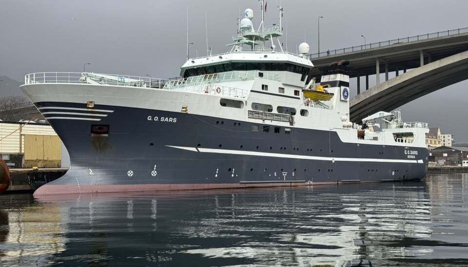 Havforskningsfartøyet G. O. Sars ved kai i Bergen.