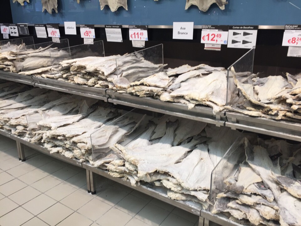 Norsk klippfisk i supermarked i Lisboa. Portugal er ett av de største markedene for norsk klippfisk.