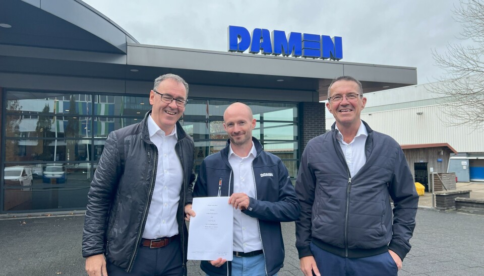 Einar Pieroth (CEO Libra), Rikkert Wallace (Damen Workboats) og Armand Nystad (Sales Director Libra)