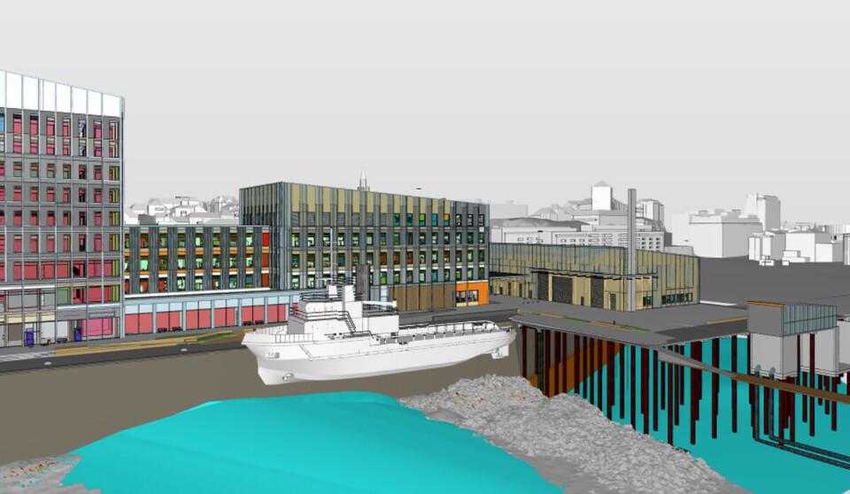 Planer for de nye lokalene til Havforskningsinstituttet og Fiskeridirektoratet på Dokken i Bergen.