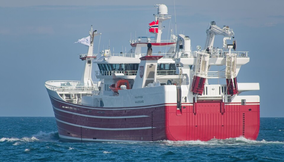 MS 'Havfisk' med kurs mot åpent hav.