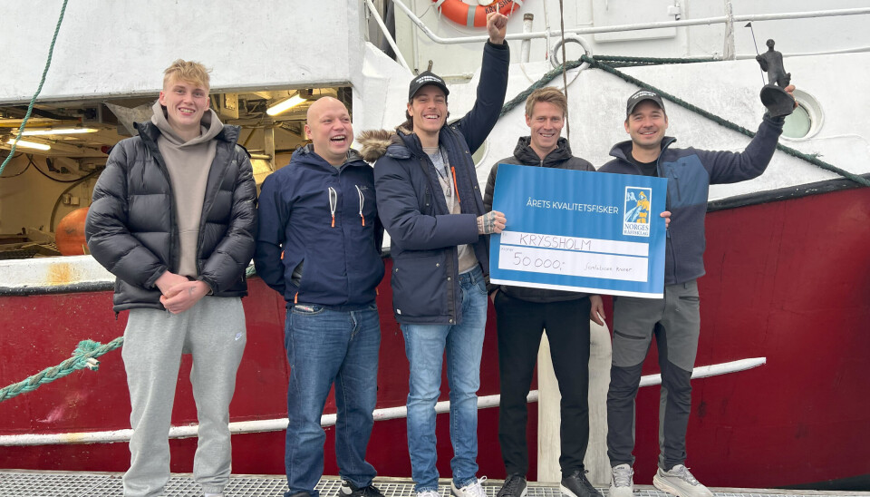 Fjorårets vinnere, gjengen på «Kryssholm» fra venstre; Casper Nerland, Kristian Heggem, Jordan Sweazy; Christoffer Folland (reder) og Johannes Ormset (reder).