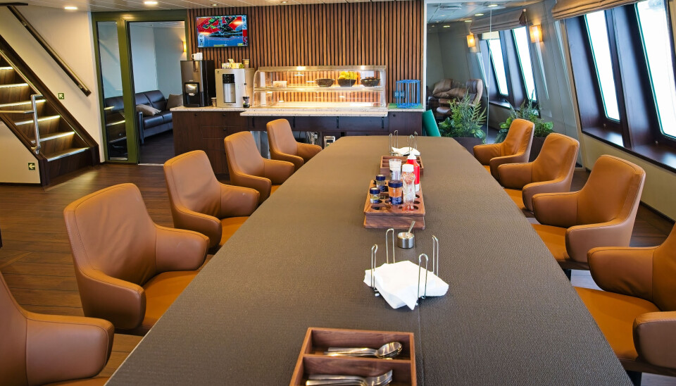 Innredning av messa er utført av Maritime Montering mens møblene kommer fra Ekornes.