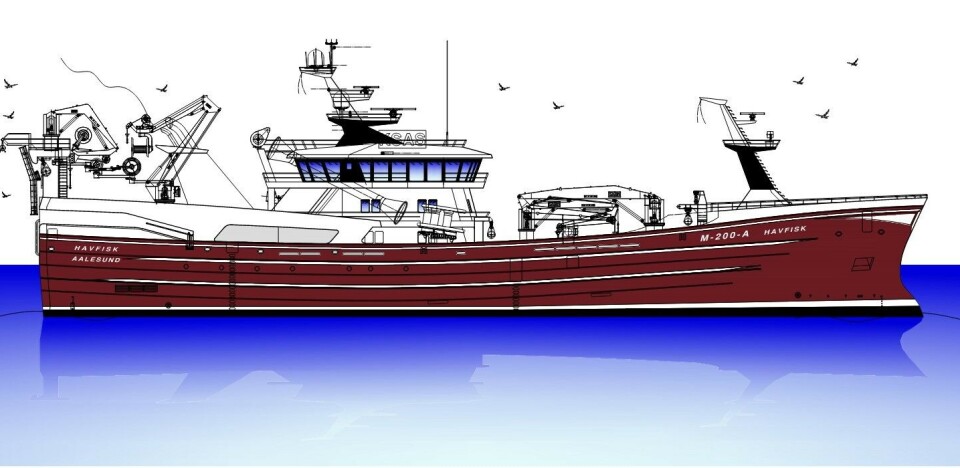 Slik skal Havfisk som designes og bygges av Karstensens Skibsværft se ut ifølge tegninger fra verftet.