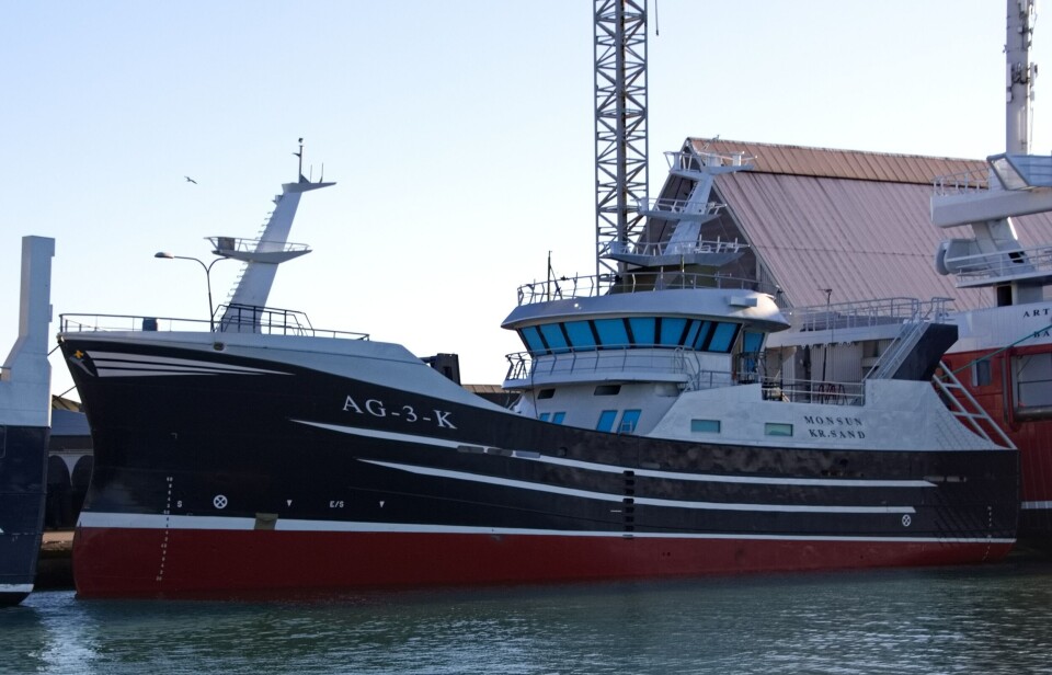 36 meter lange 'Monsun' er på plass i Skagerak for å tråle reker i løpet av forsommeren. Foto Terje Engø 36 meter lange 'Monsun' er på plass i Skagerak for å tråle reker i løpet av forsommeren. Foto Terje Engø