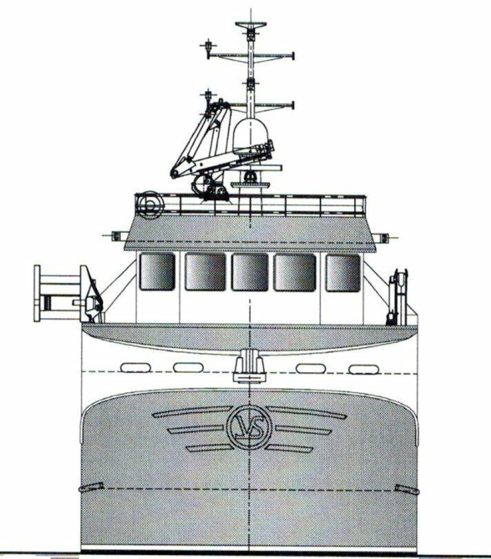Slik ser nye Stamsundværing ut forfra på tegninger fra Marin Design AS.