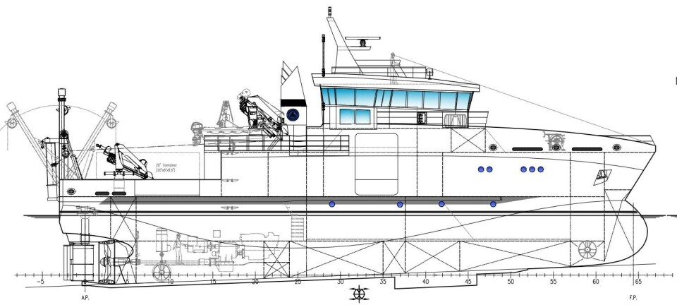 Slik ser det nye kystforskningsfartøyet ut. Tegning: LMG Marin