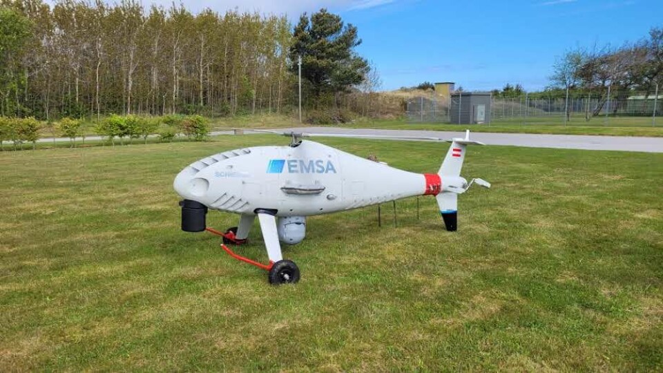 En Schiebel Camcopter S-100 veier rett over hundre kilo og har en lengde på tre meter. Foto Schiebel En Schiebel Camcopter S-100 veier rett over hundre kilo og har en lengde på tre meter. Foto Schiebel