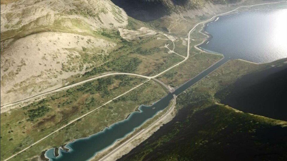 Slik kan en kanal gjennom Hopseide se ut Illustrasjon: Asplan Viak